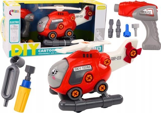 LeanToys DIY vrtulník kreslená hračka červená