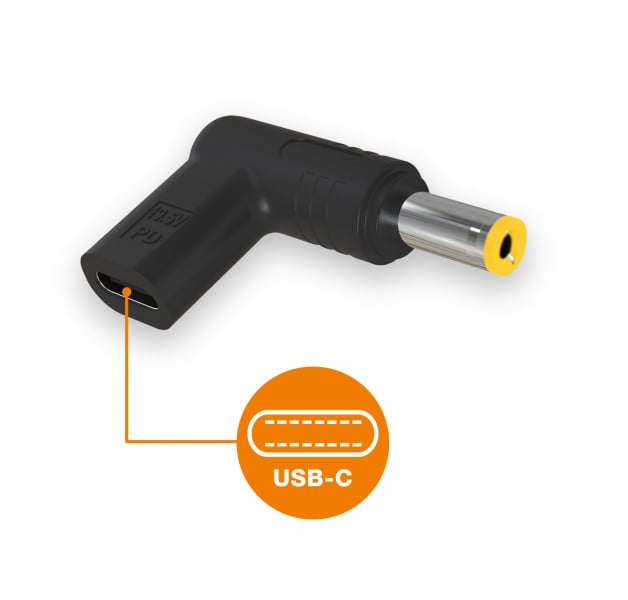 USB-C napájacia redukcia 5,5x2,5 mm pre notebooky Acer/Asus/HP/Lenovo/Toshiba