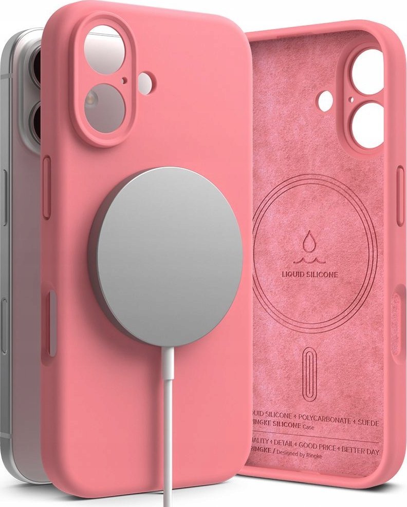 Ringke Silikonové magnetické pouzdro Ringke MagSafe pro iPhone 16 růžové