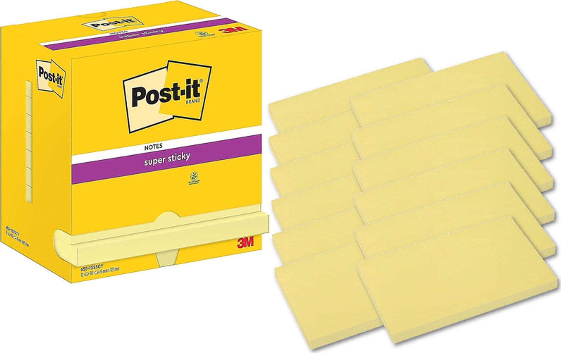 Post-it Samolepicí bločky Super Sticky 76x127mm (655-12SSCY) žluté (12x90)