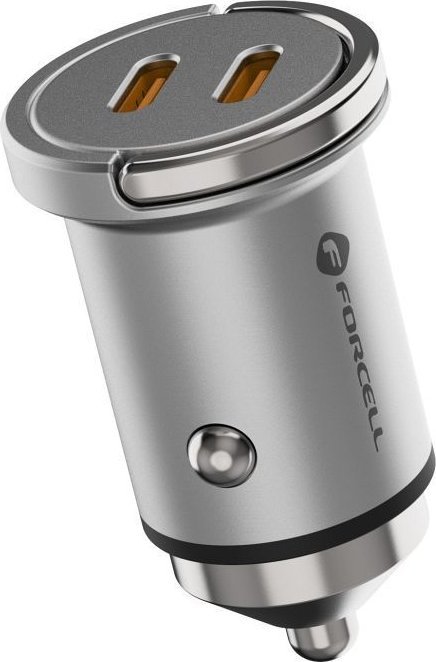 ForCell Nabíječka FORCELL F-ENERGY Mini nabíječka do auta 2 x Typ C PD QC3.0 3A 30W Stříbrná