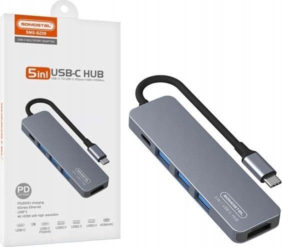 Verbatim USB adaptér ADAPTER HOST USB SOMOSTEL SMS-BZ08 PD 60W 1XTYP-C 2XUSB 2.0 1XUSB 3.0 1xHDMI DEX HUB>