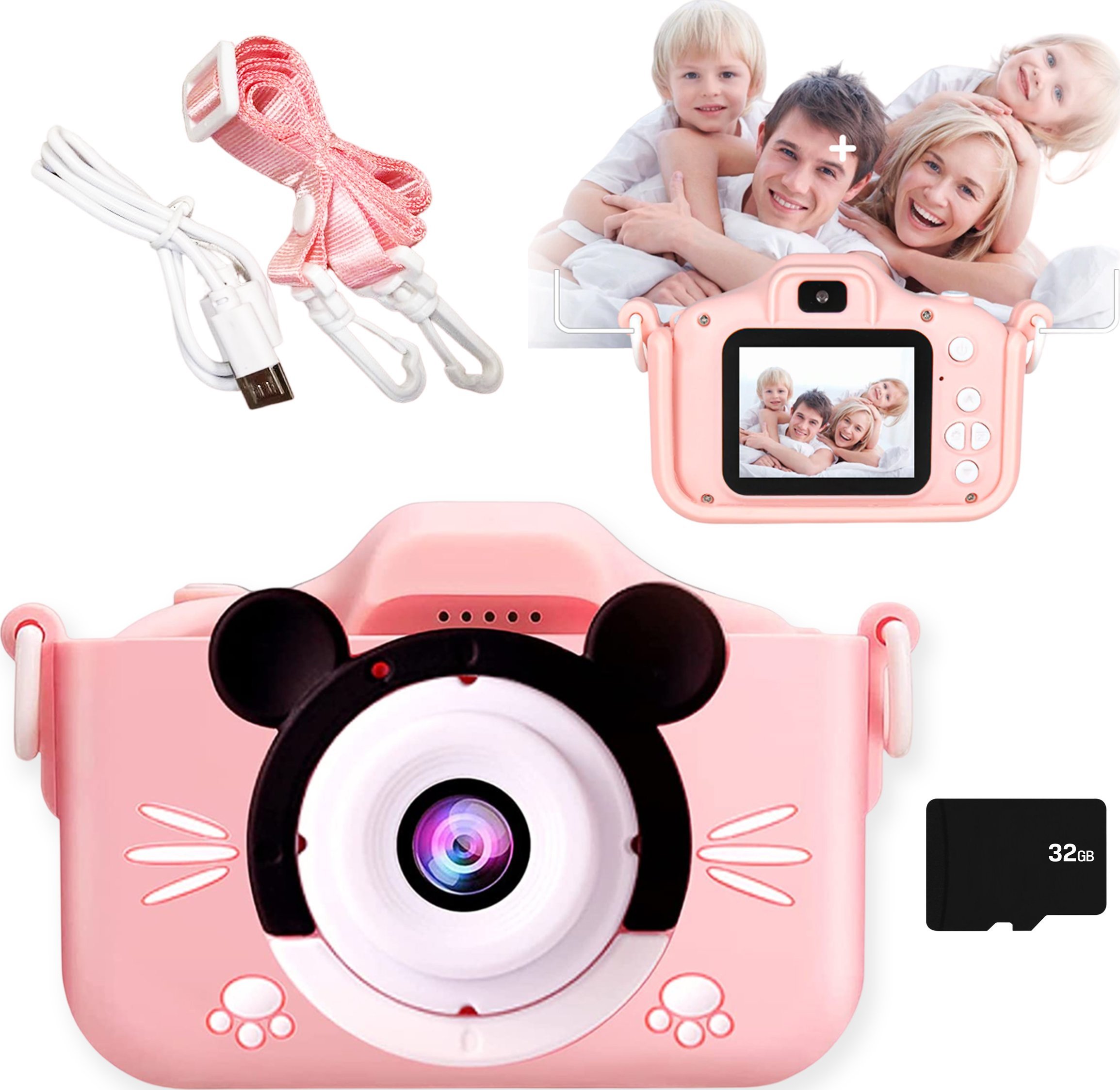 DIGITÁLNÍ FOTOAPARÁT PRO DĚTI MILK RŮŽOVÁ MYŠ + HRY