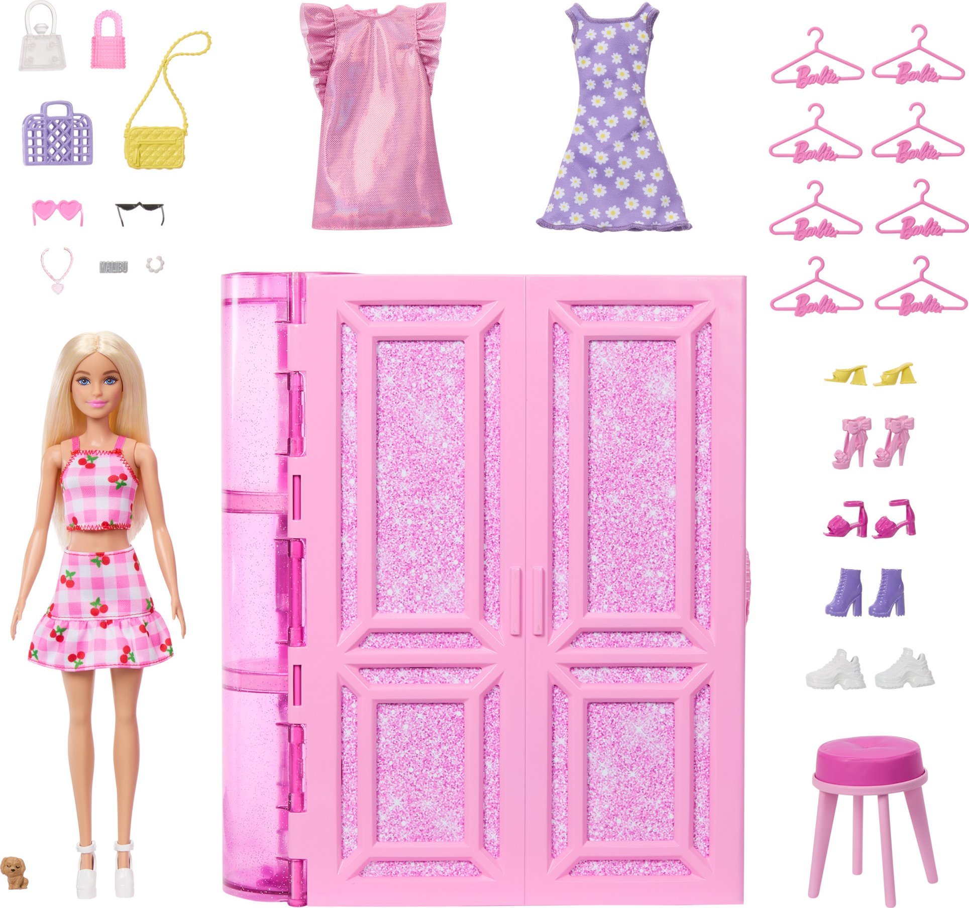 Mattel Barbie Dream Šatní skříň s oblečením Šatní skříň 3.0 + panenka Barbie + doplňky (HXD58)