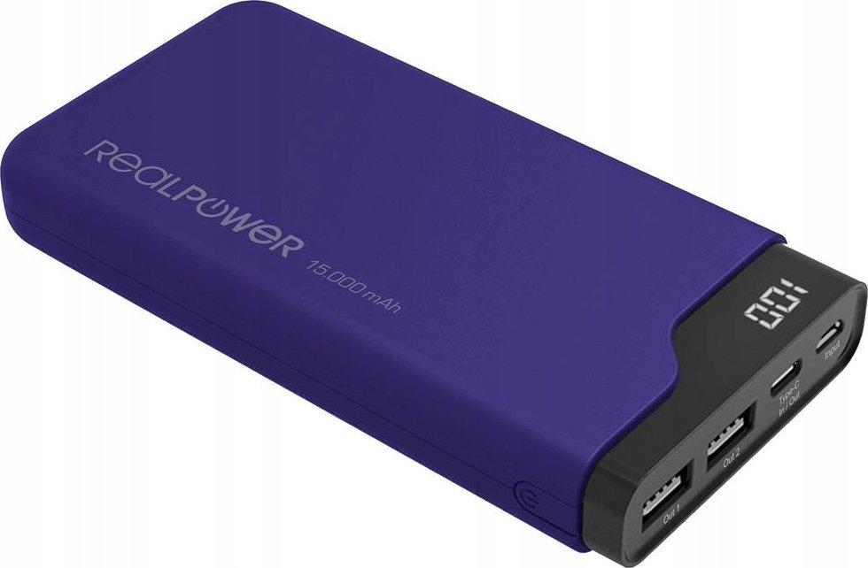 Realpower Powerbanka Powerbank PB-15000C tmavě modrá 15 000 mAh