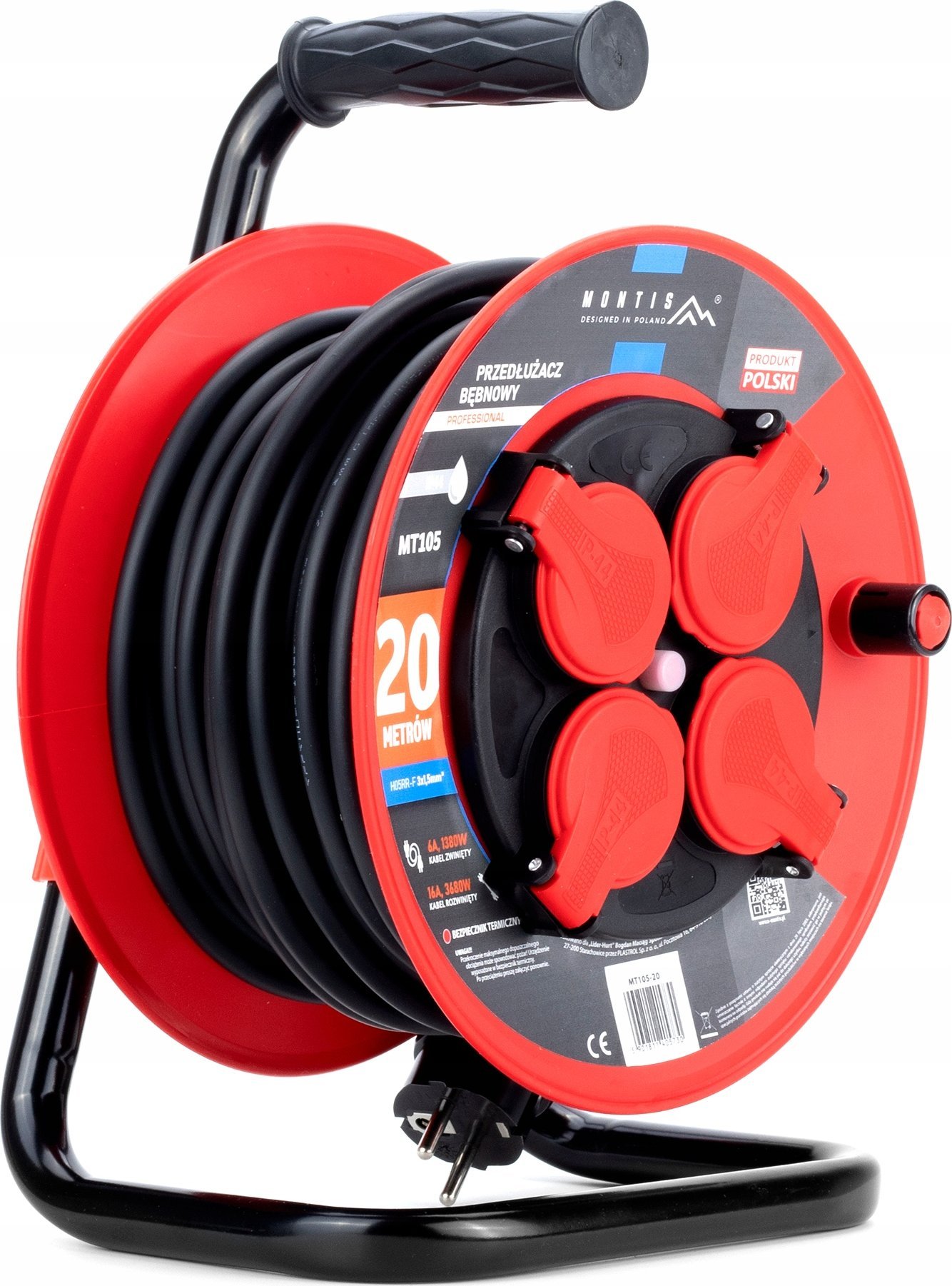 Montis PROFESSIONAL MT105-20 4x2p+Z IP44 16A 3680W 3x1,5 20m Montis černý