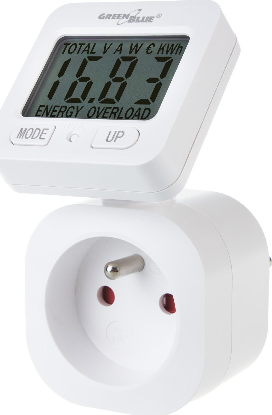 GreenBlue elektroměr, wattmetr, 16A, max. 3680W, dílčí paměť, GB615 E