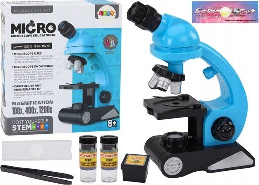LeanToys Vzdělávací mikroskop pro výzkum pro děti, příslušenství, modrý