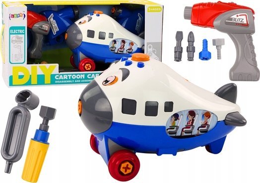 LeanToys DIY otočné křídlo kreslené letadlo modré