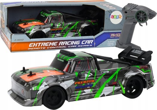 LeanToys RC auto 1:16 s gumovými driftovacími kolečky, šedo-zelené