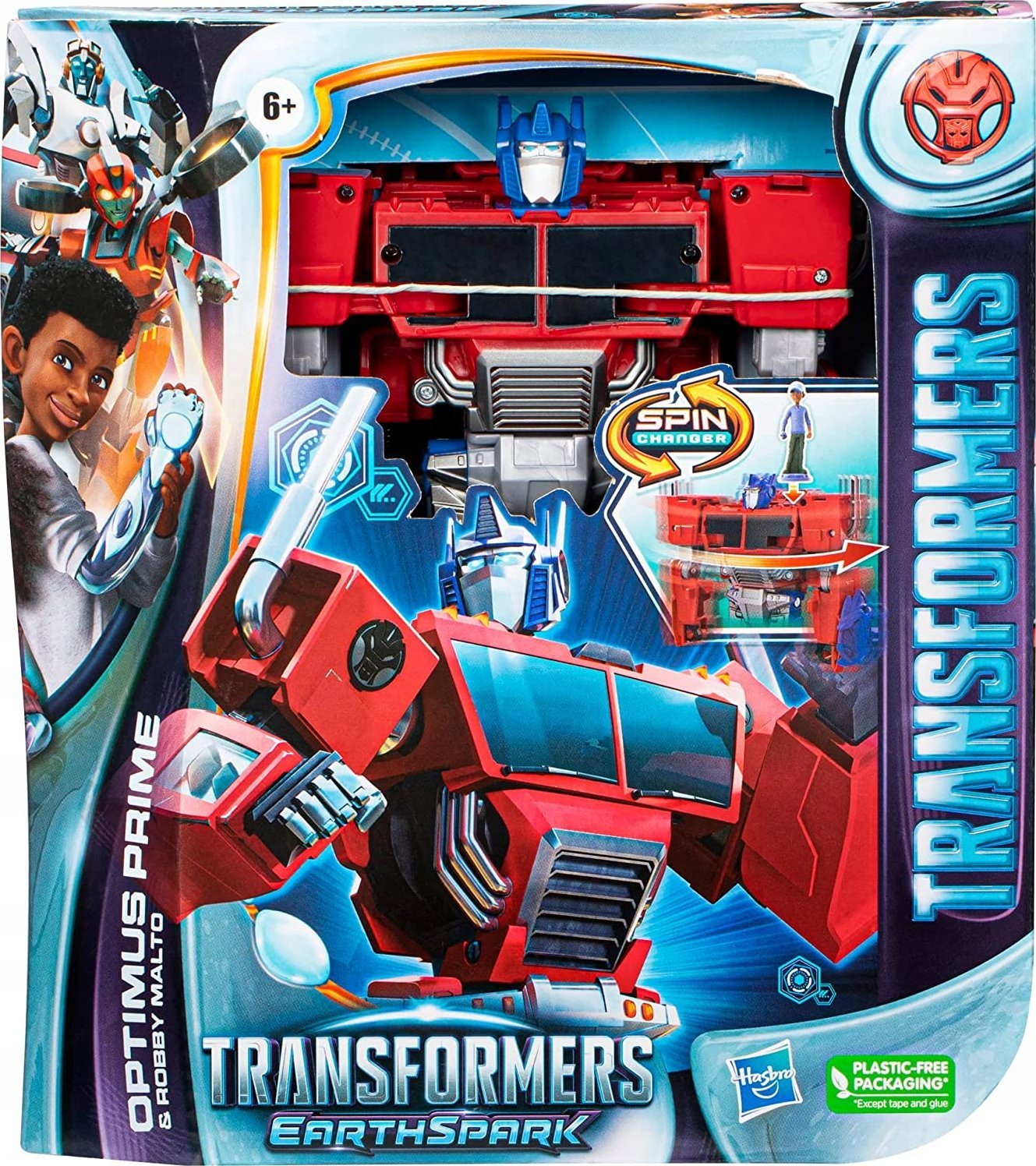 Hasbro PROMO Transformers EarthSpark Spin Changer Figurka Optimus Prime a Robby Malto F7663 HASBRO