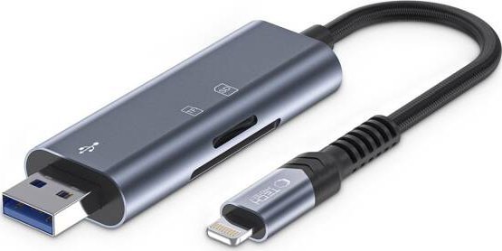 Tech-Protect Čtečka paměťových karet TECH-PROTECT ULTRABOOST, SD a MICRO SD, LIGHTNING a USB, šedá