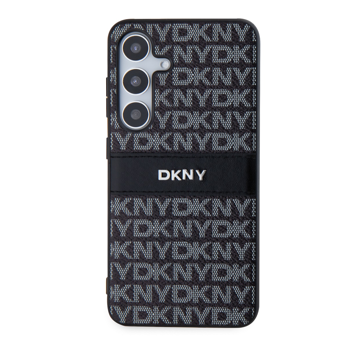 DKNY DKHCS24SPRTHSLK S24 S921 čierne/čierne pevné púzdro Kožený mono pruh a kovové logo
