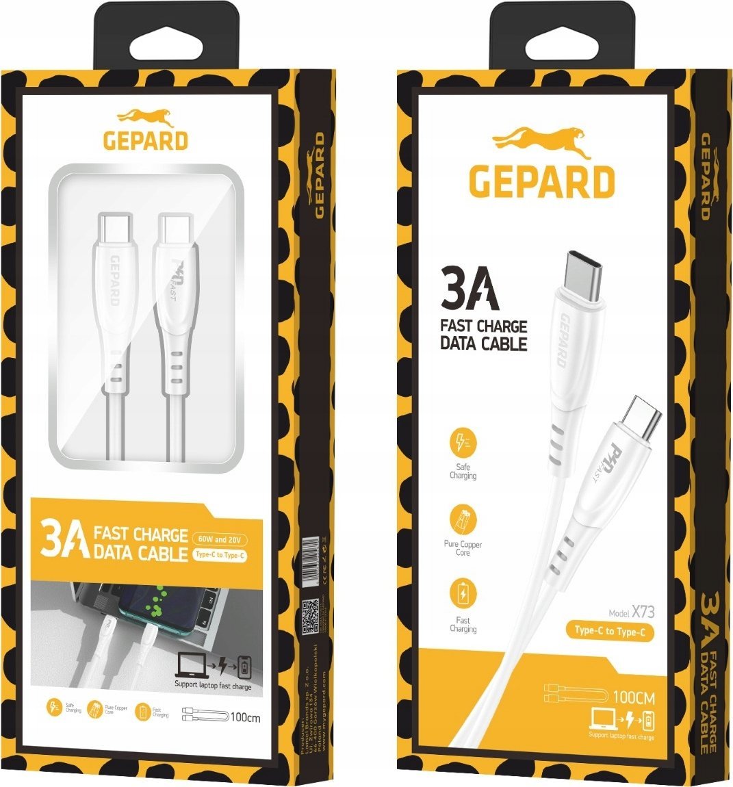 Gepard USB kabel USB-C - USB-C 1 m bílý (GEP CABCC60W)