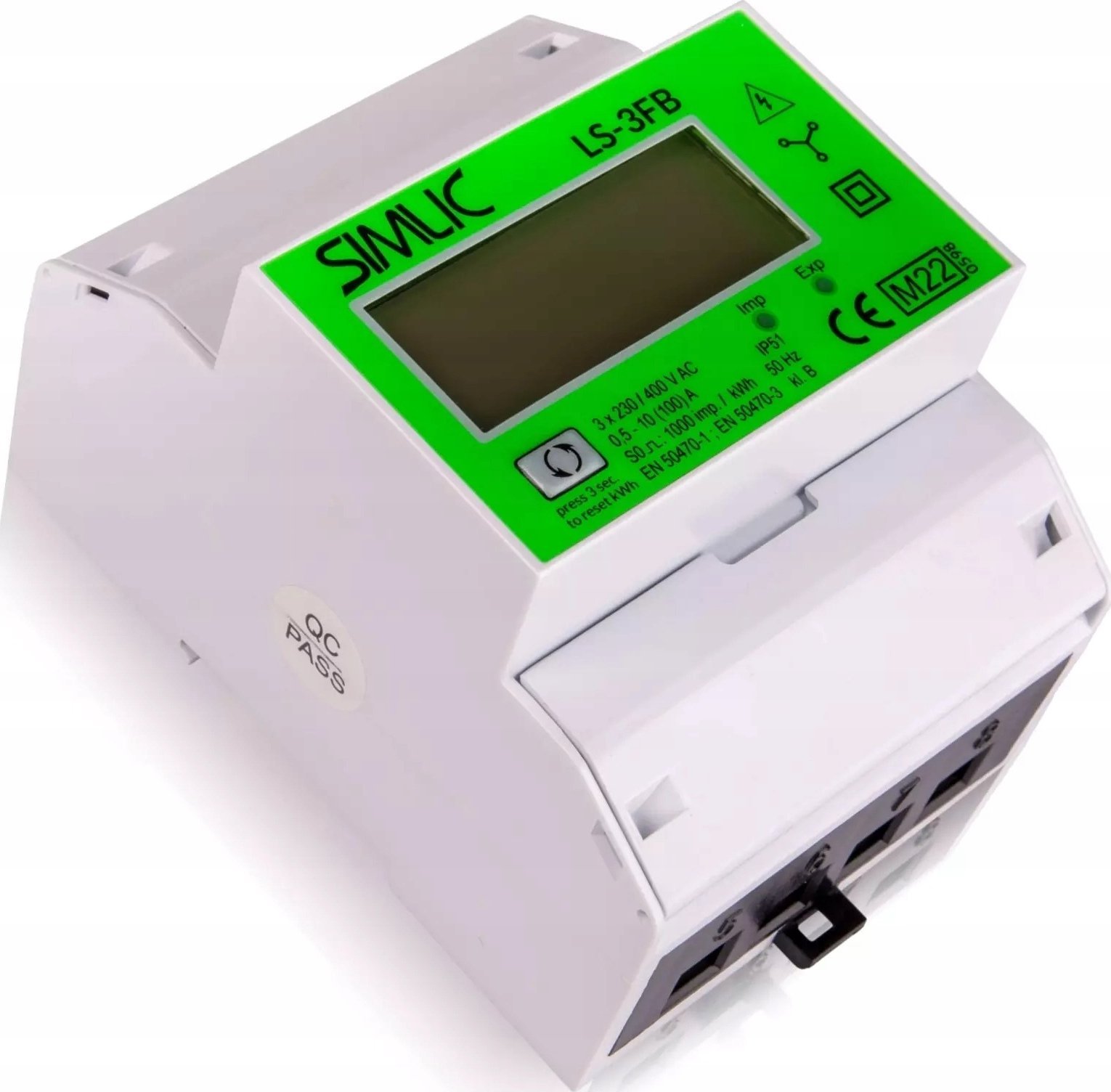 Simet Obousměrný 3fázový elektroměr 10A (100A) MID Funkce resetování Simet Simlic LS3-FB 85403010