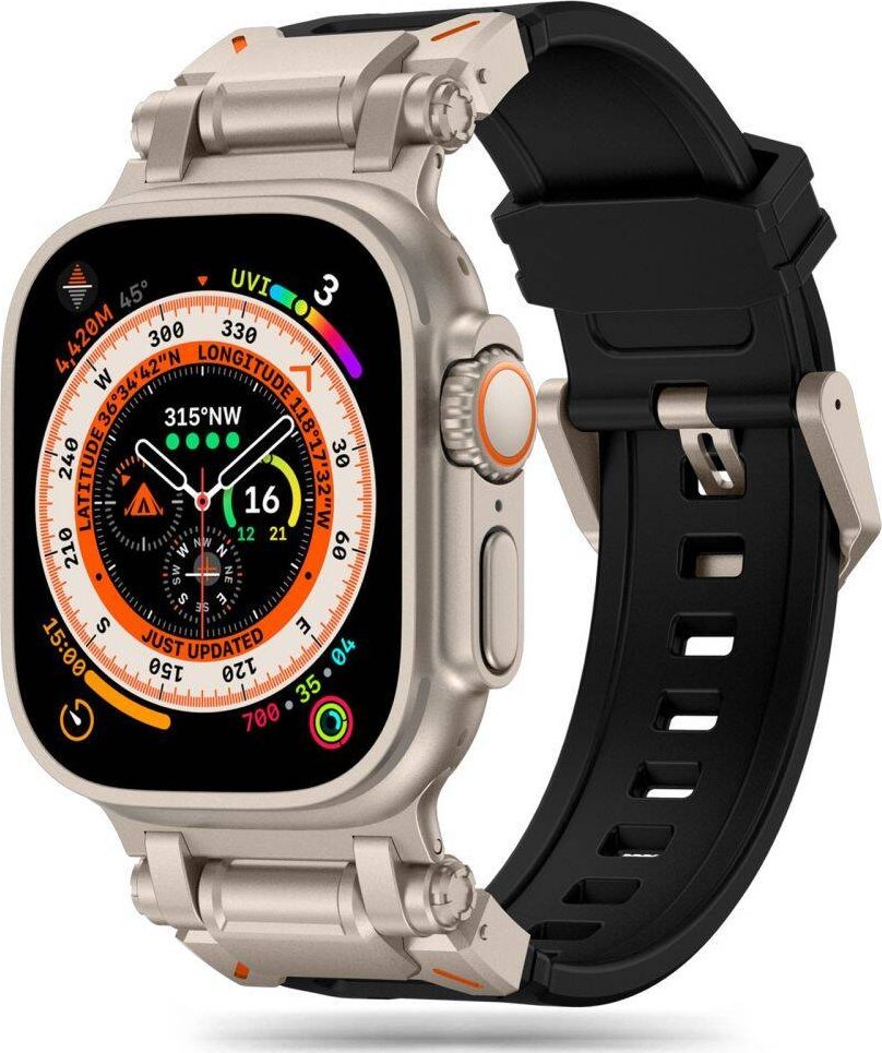 Tech-Protect Řemínek Delta Pro pro Apple Watch 4/5/6/7/8/9/SE/Ultra 42/44/45/49mm černý/titanový