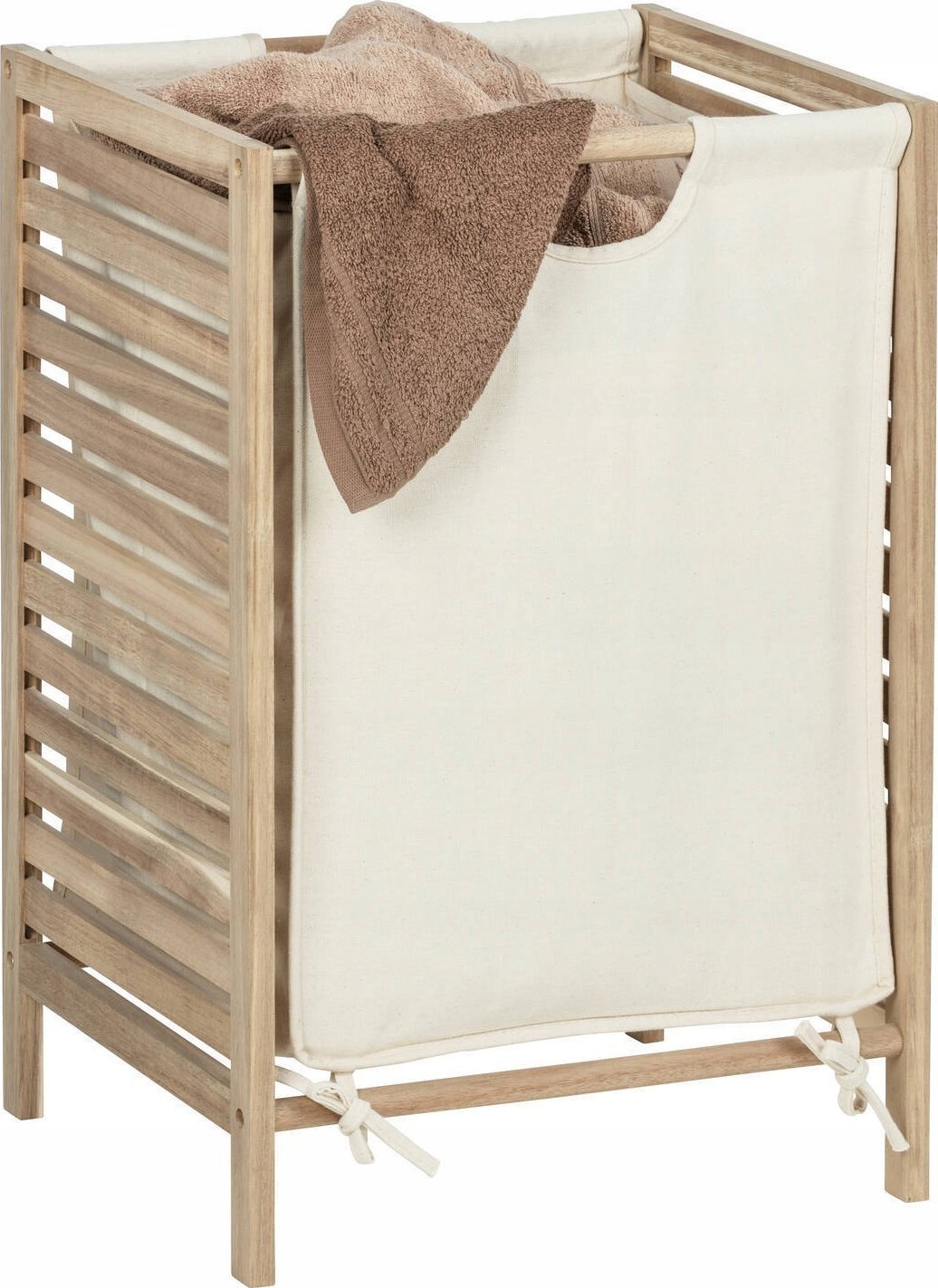 Wenko Koš na prádlo ACINA Koš na prádlo s rámem z akáciového dřeva, 48 l, WENKO