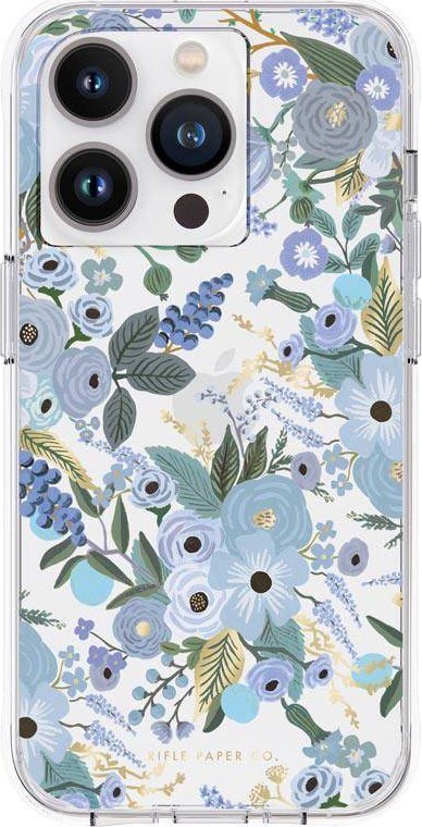 Průhledný papír na pušku – obal na iPhone 14 Pro (Garden Party Blue)