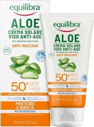 NoName EQUILIBRA_Opalovací krém na obličej s aloe vera SPF 50+ UVA/UVB 75ml