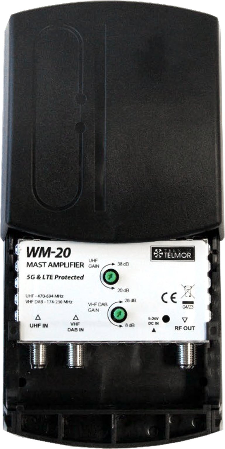 Telkom-Telmor Stožárový zesilovač WM-20 UHF VHF DVB-T2 5G CHRÁNĚNÝ Telkom Telmor