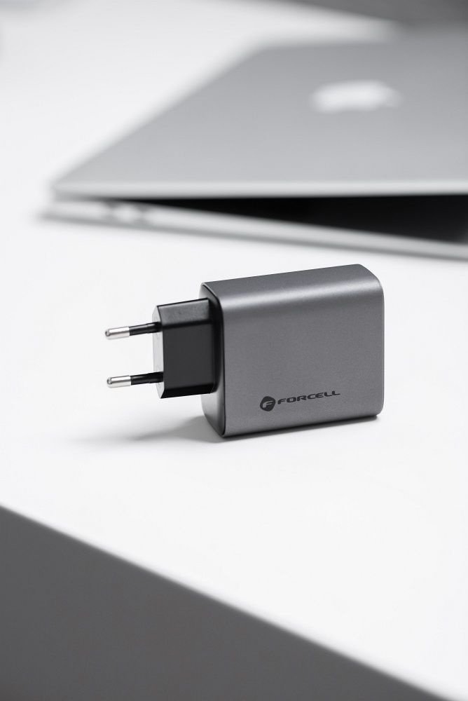 ForCell Nabíječka FORCELL F-ENERGY GaN VT-42B síťová nabíječka 2 x Type-C + USB A PD QC4.0 4A 65W šedá
