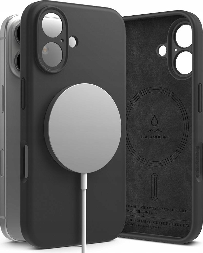 Ringke Silikonové pouzdro Ringke Magnetické pouzdro MagSafe pro iPhone 16, černé