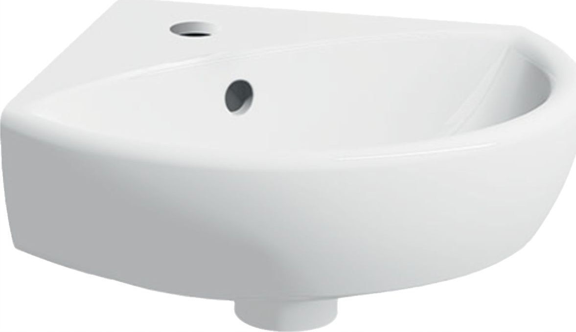 Geberit umyvadlo Geberit Selnova Kompaktní rohové umyvadlo, B41,5cm, H16,5cm, T41cm, s přepadem, s otvorem pro baterii [16]