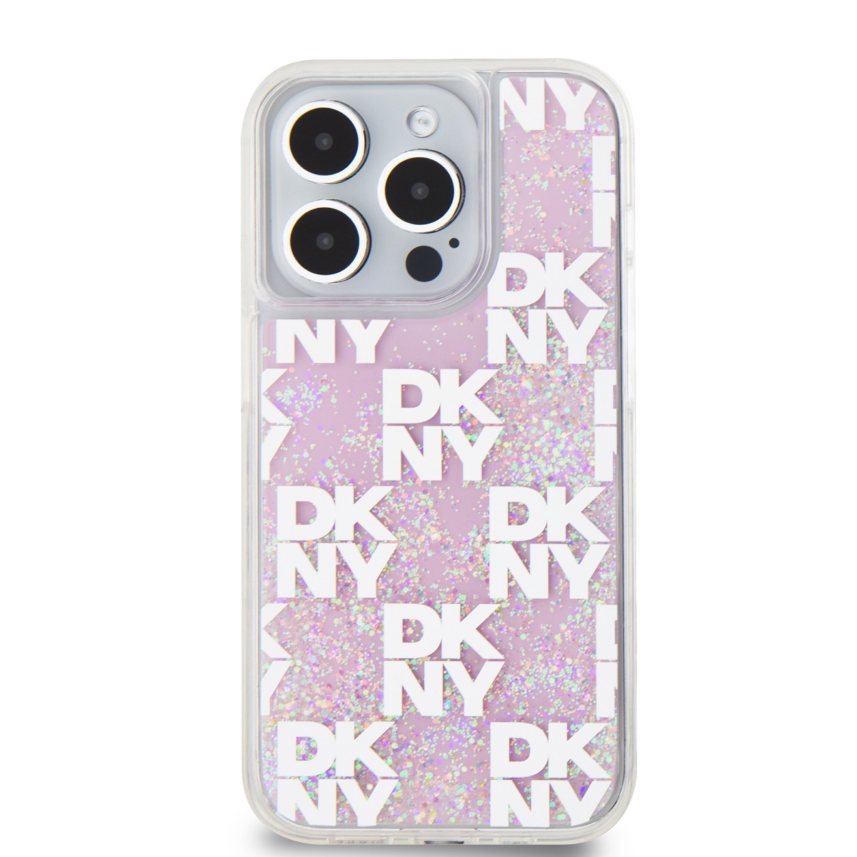 DKNY Liquid Glitter Multilogo – púzdro na iPhone 15 Pro (ružové)