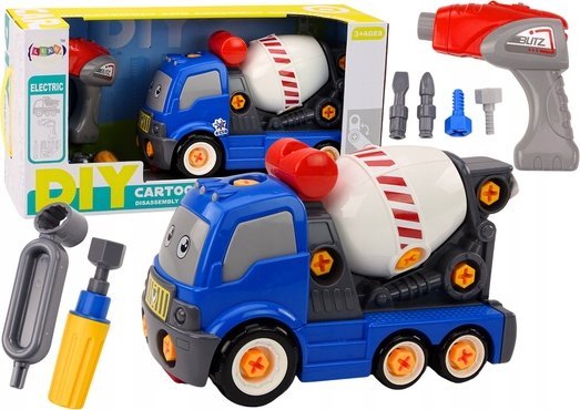 LeanToys Nákladní auto Míchačka na beton Kreslená hračka DIY modrá