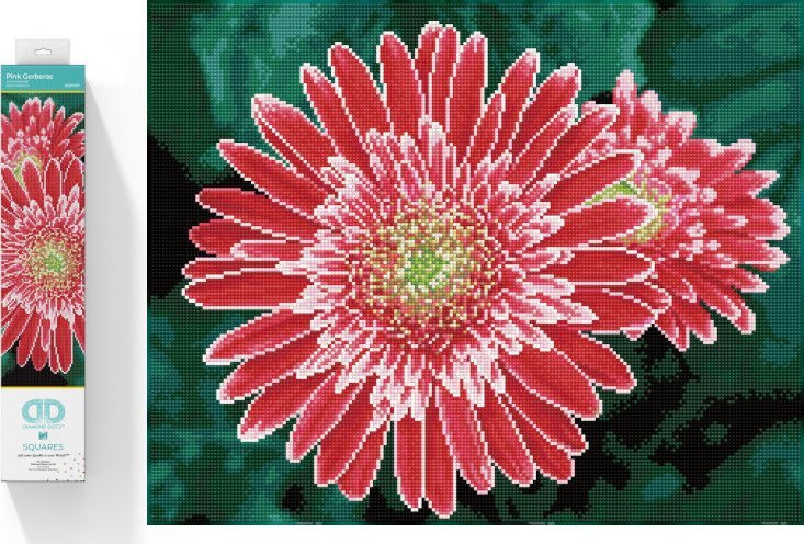 DIAMOND DOTZ Diamantová výšivka Diamond Dotz Diamantová mozaika Gerbera růžová 58x48cm DQ10001