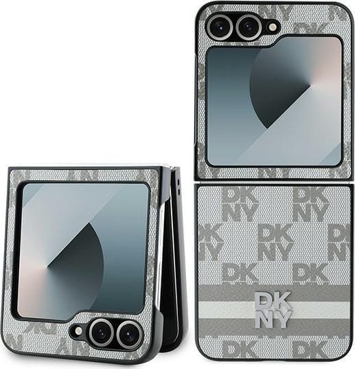 DKNY DKHCZF6PCPTSSE Z Flip6 F741 béžová/béžová kostkovaný vzor potištěné pruhy