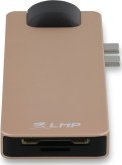 USB HUB LMP Kompaktní dokovací stanice USB-C 4K 8 portů, HDMI, Mini-DP, Eth., USB 3.0, SD/microSD, USB-C, Alu., zlatá *Novinka