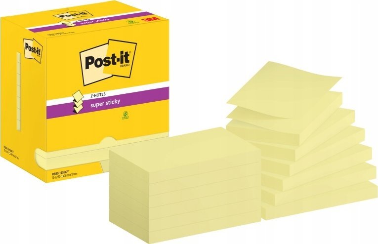 Post-It 3M POST-IT Super Sticky Z-Notes pro zásobník, 76x127mm, 12x90 karet, žlutá