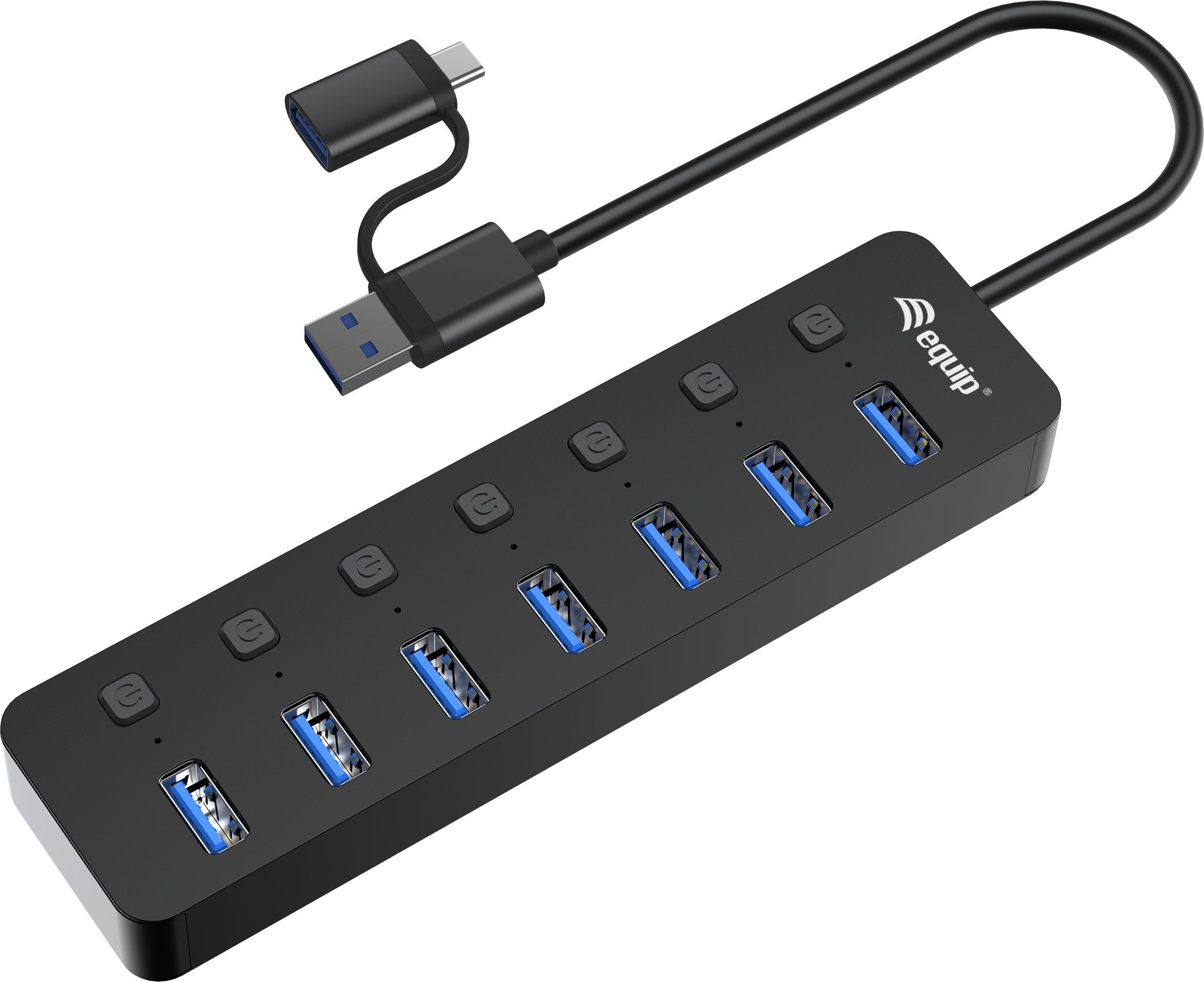 USB HUB Equip Equip USB-Hub 7-Port 3.2 ->7x3.2 5Gbps m.Netzteil sw