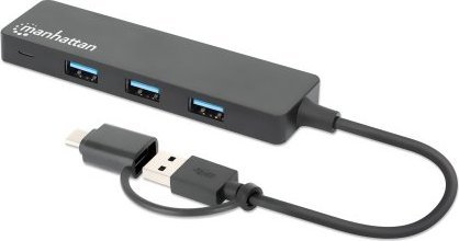 USB HUB Manhattan MANHATTAN 4portový USB 3.0 Type-C / Type-A Kombi-Hub černý
