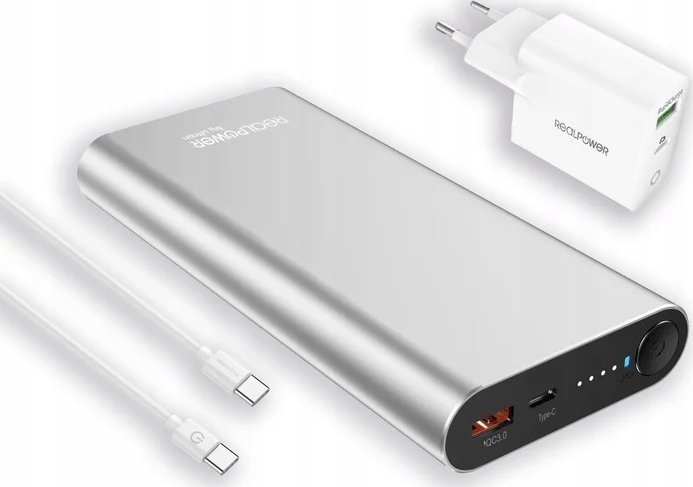 Realpower Powerbanka RealPower Powerbank PB-20000PD Pro Set stříbrná 20 000 mAh