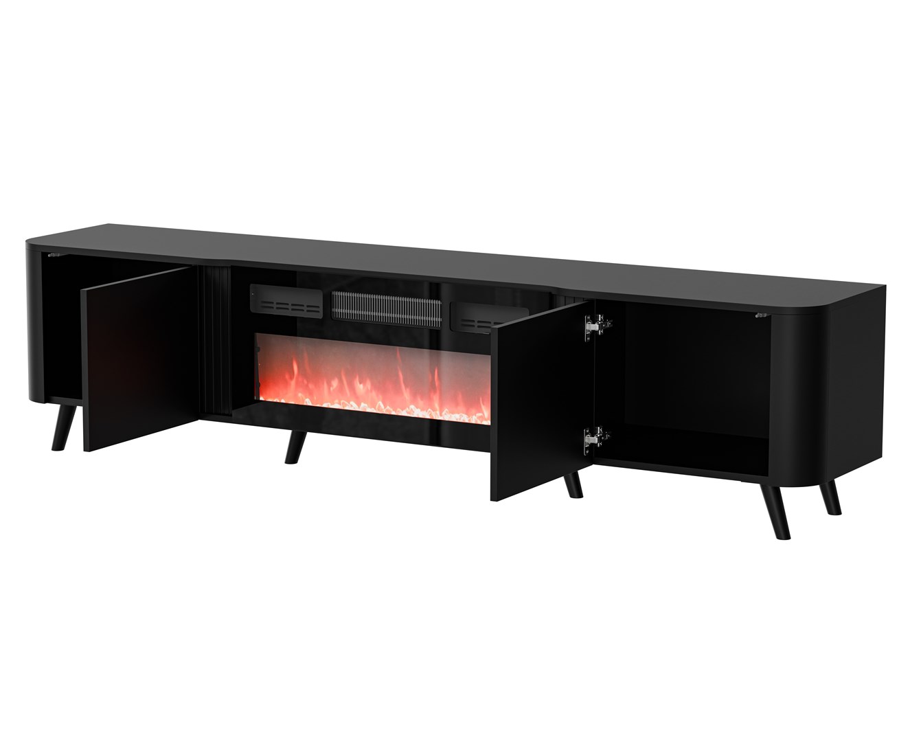 Cama RTV skříň Volare 200 x 39 x 49 matná černá + krb