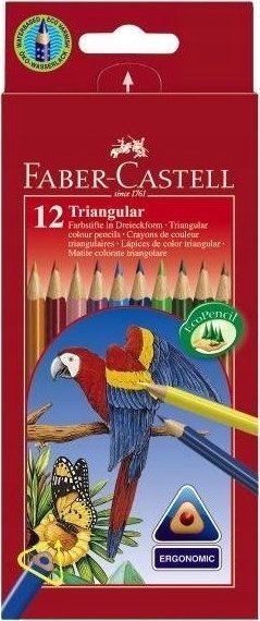 Trojuholníkové farebné ceruzky Faber-Castell, súprava 12 ks