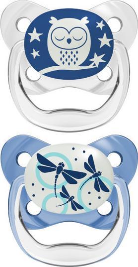 Dr Browns Dr. Browns DR. BROWN`S PV12008-ORTODONTICKÉ ŠŮLKY PRO DĚTI 0-6 MĚSÍCŮ, 2 ŠŮLKY, SVÍTÍCÍ V TMAVĚ MODRÉ