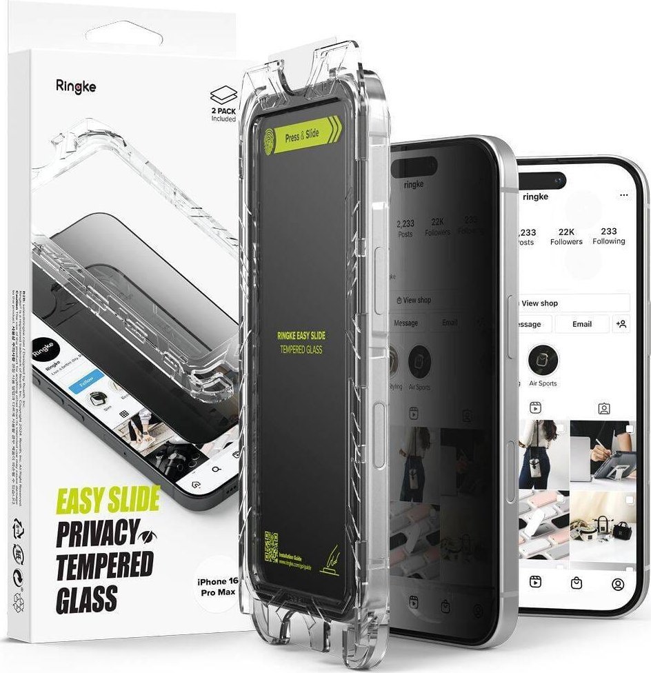 Ringke Ringke Easy Slide 2-PACK Privacy Glass pro iPhone 16 Pro Max - ochrana soukromí