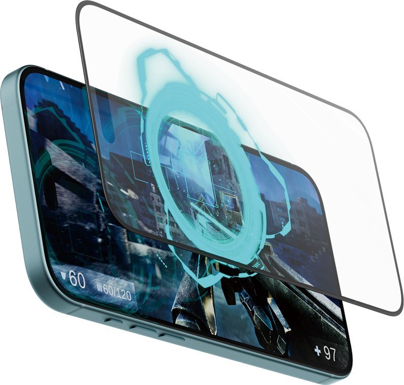 PanzerGlass Gaming - Ochrana obrazovky pro mobilní telefon - ultra široký tvar - sklo - barva rámu černá - pro Apple iPhone 15 Plus, 16 Plus