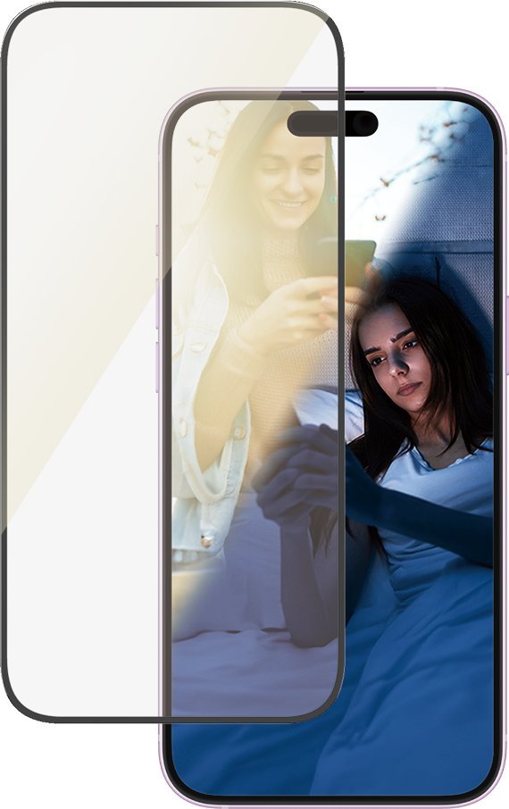 PanzerGlass Eyecare - Ochrana obrazovky pro mobilní telefon - ultra široký tvar - sklo - barva rámu černá - pro Apple iPhone 15 Plus, 16 Plus