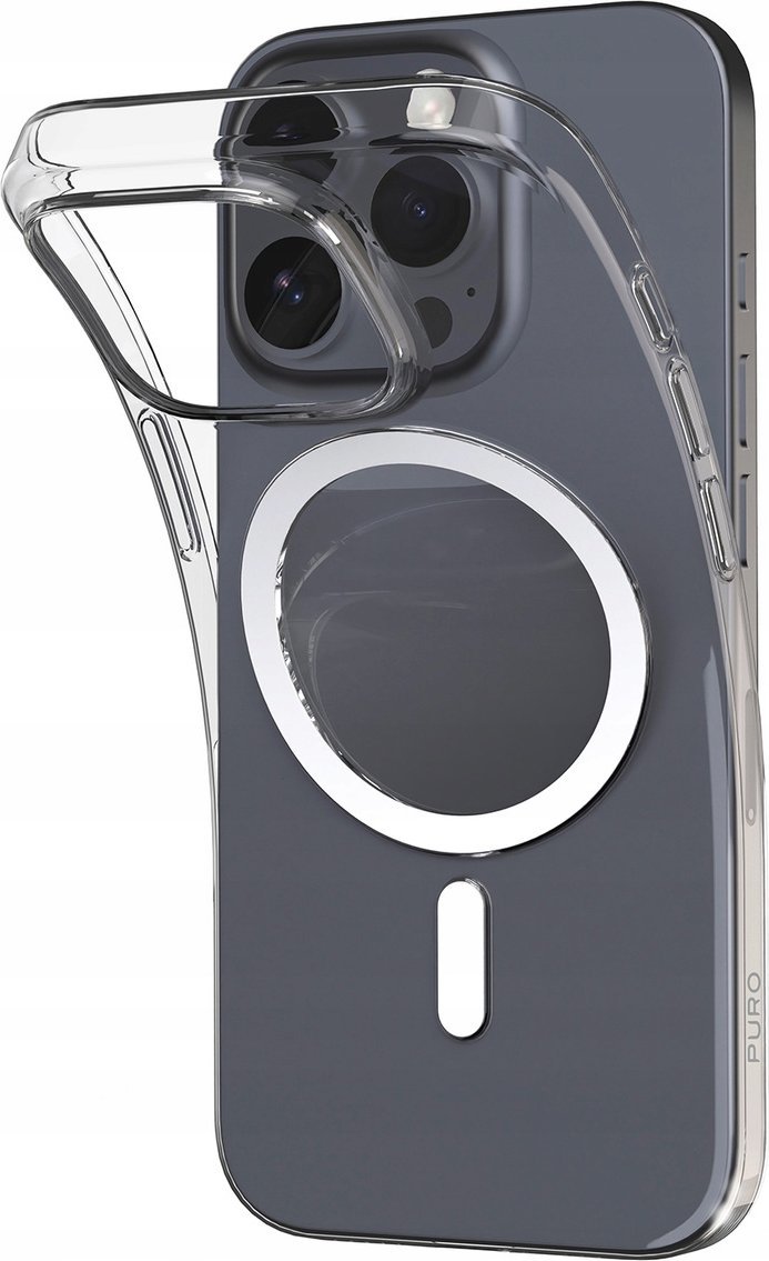 Puro Silikonový kryt Puro 03 Mag MagSafe pro iPhone 16 Pro Max - průhledný