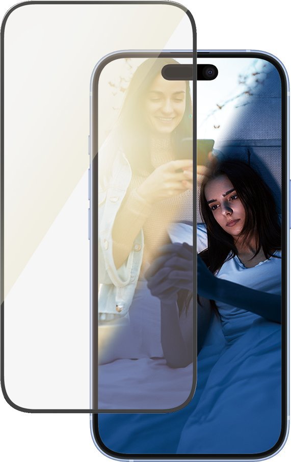 PanzerGlass Eyecare - Ochrana obrazovky pro mobilní telefon - ultra široký tvar - sklo - barva rámu černá - pro Apple iPhone 16