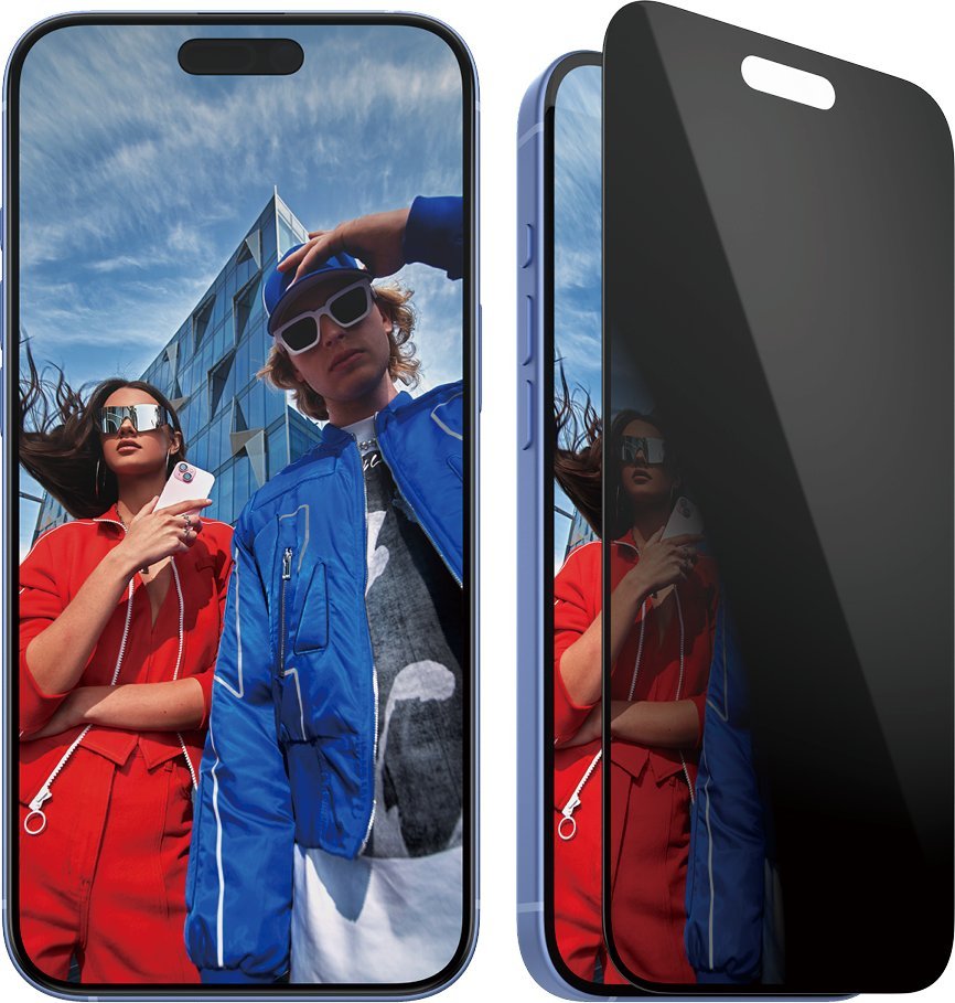 PanzerGlass - Ochrana obrazovky pro mobilní telefon - ultra široký tvar - sklo - s bezpečnostním filtrem - dvoucestné - barva rámu černá - pro Apple iPhone 16 Plus