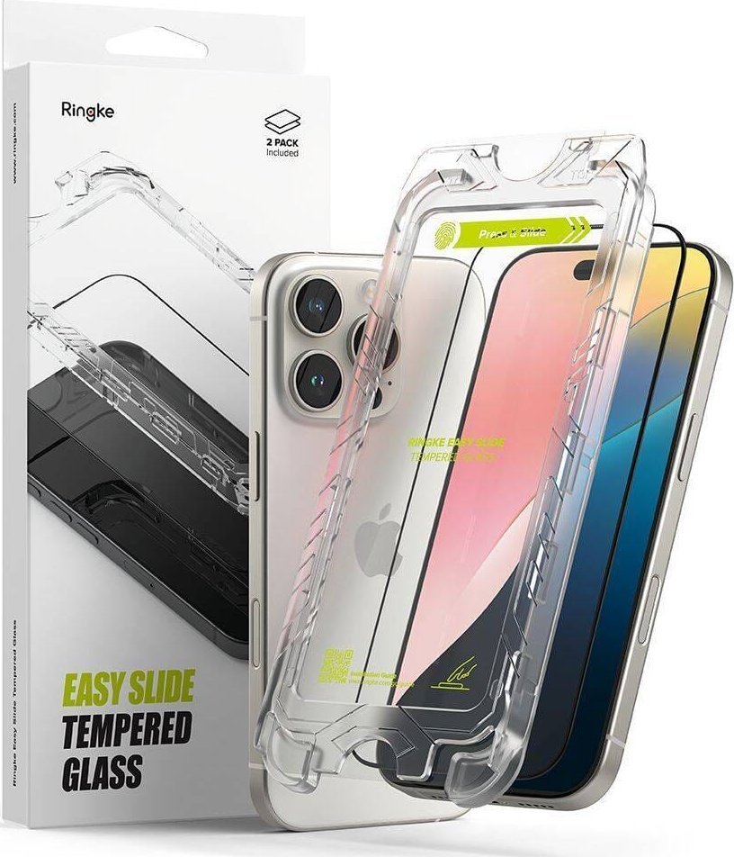 Ringke Tvrzené sklo Ringke Easy Slide 2 pouzdra pro iPhone 16 Pro, černé