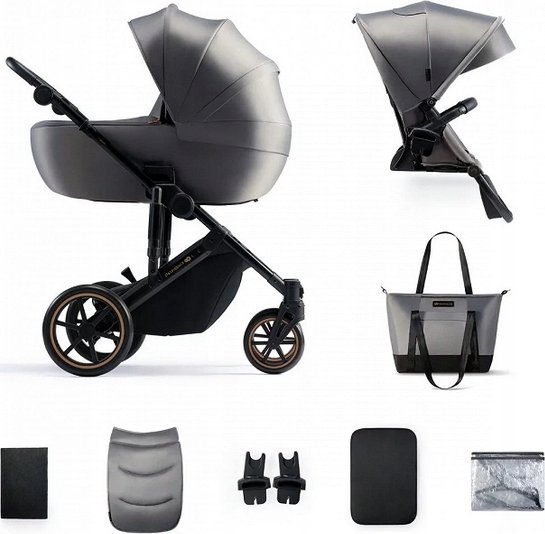 Dětský kočárek KinderKraft KINDERKRAFT HLUBOKÝ KOČÁREK PRIME 2 2V1 ŠEDÝ