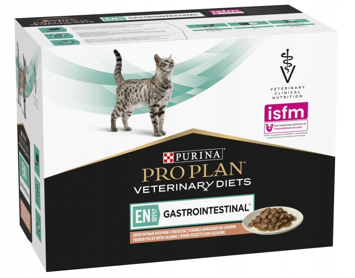 PURINA Pro Plan Veterinary Diets EN St/Ox Gastrointestinal Losos - vlhké krmivo pro kočky - 10x85 g