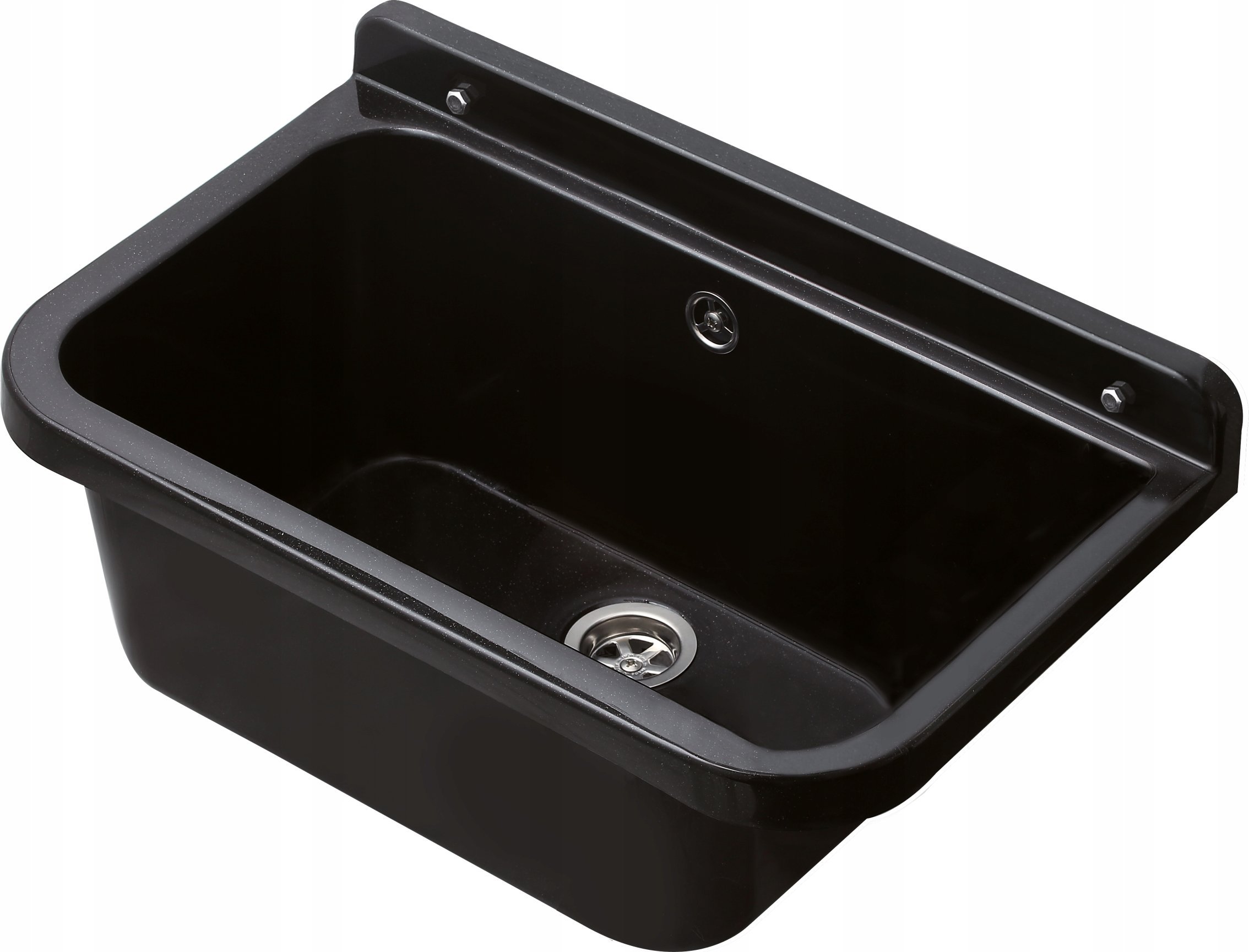 Umyvadlo Hydroland SINK.55 UŽITEČNÁ PROSTOR ČERNÝ POLYPR. 55X34X21 + SIPHON S VYPÍNAČEM + ZÁSTRČKA // HYDRO-DŘEZ.55-ČER