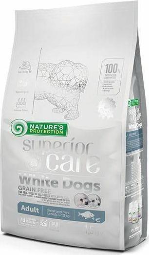 NATURE S PROTECTION Superior Care White Dogs Adult Small BiaLoryba - suchý krém pre psov bez obilnín - 1,5 kg